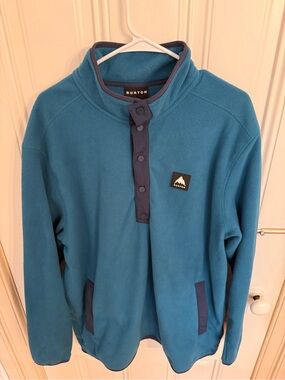 Burton Teal Fleece Pullover with Navy Trim